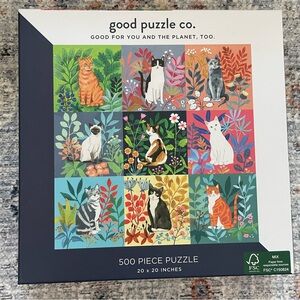 Good Puzzle Co. Cats and Flowers 500 Piece Jigsaw Puzzle